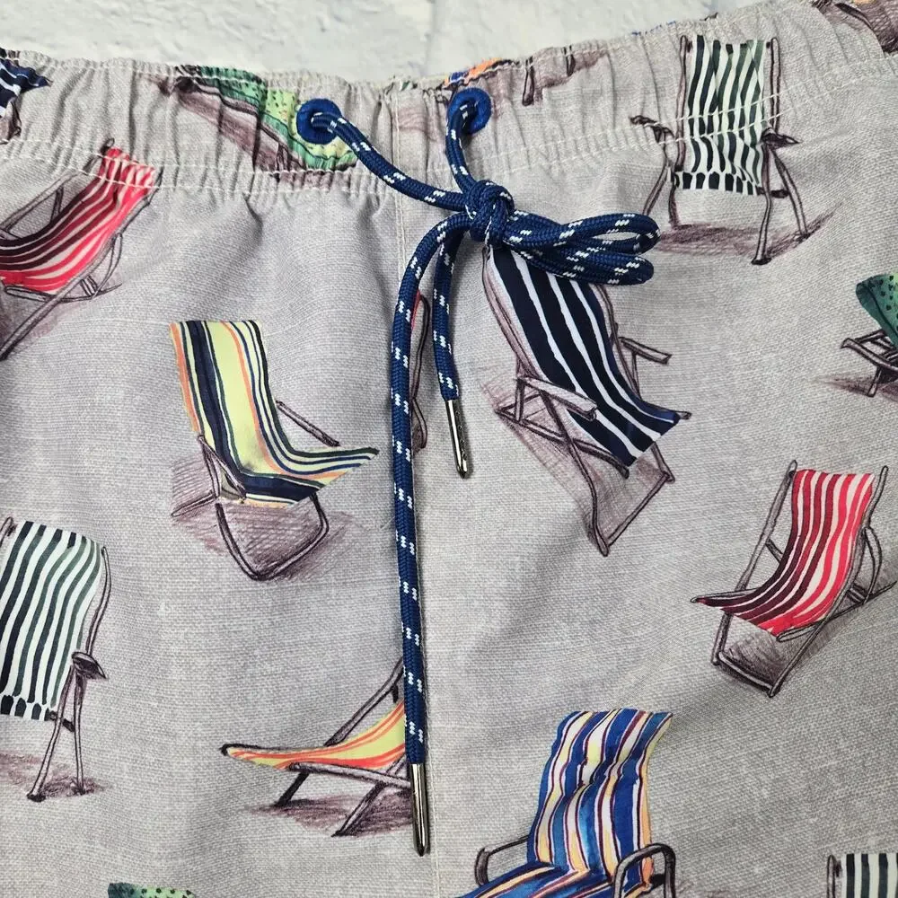 Tommy Bahama Relax Men's Swim Shorts Naples Novelty Beach Chair Print Lined XXL